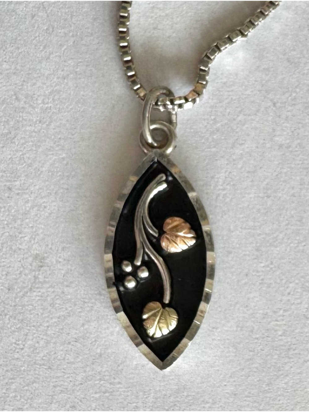 Coleman Black Hills Sterling Silver & Gold Small Teardrop Pendant - Picture 2 of 5